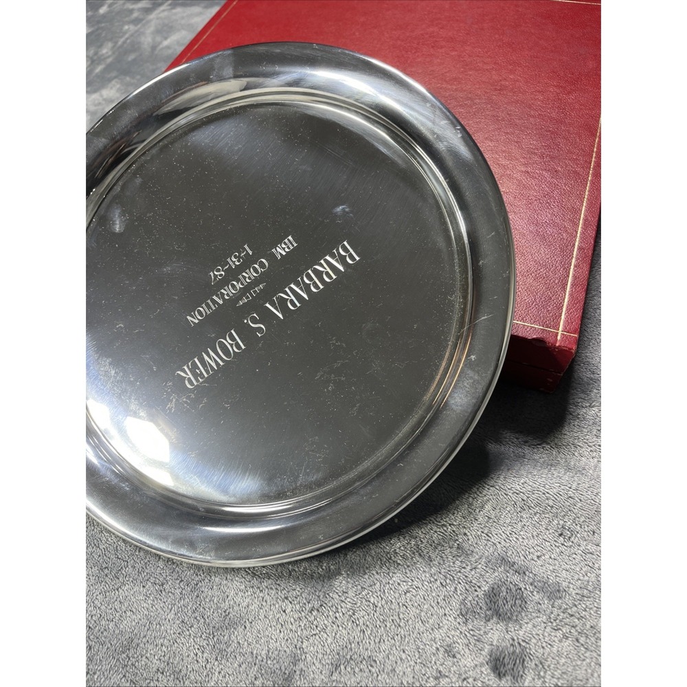 Cartier Pewter Plate IBM Employee Etch Plate 11" Silver Tone Very Good Condition - Picture 6 of 6